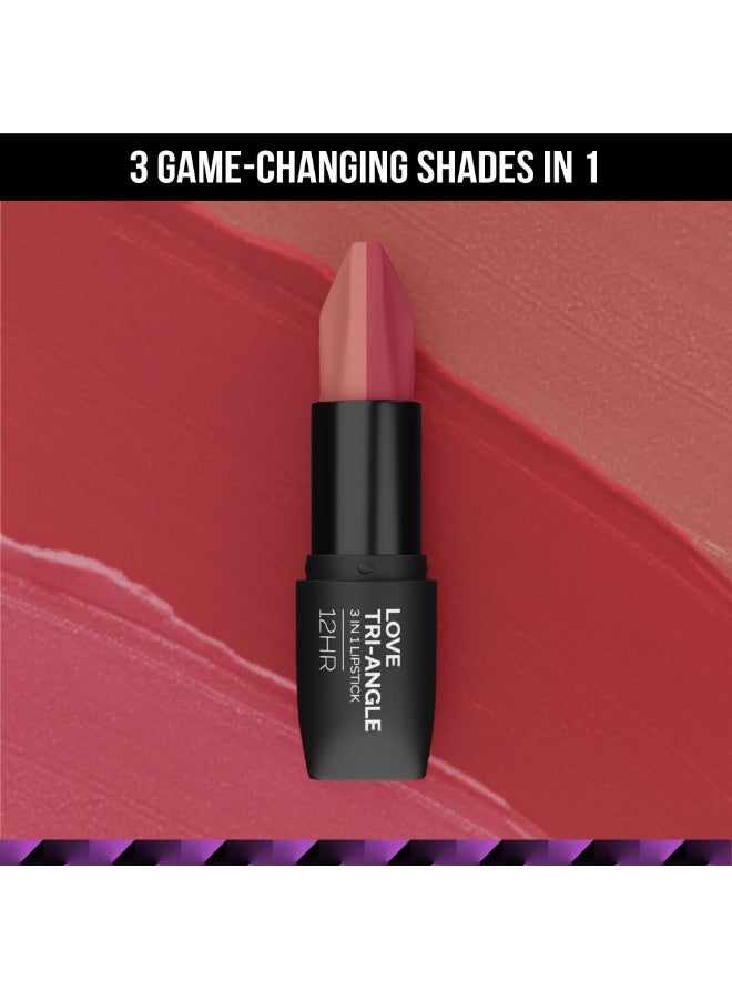 Staze 9to9 3 in 1 Lipstick | 3 Unique Shades in 1 | 12 HRS Long Lasting, Transferproof | Non-drying Formula with Intense Color Payoff | 03 Caramel Rose | 3.8 g - Image 2